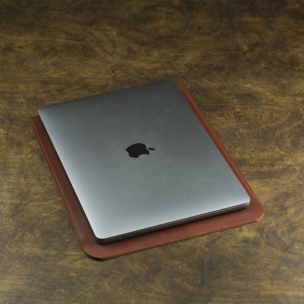 Чехол для MacBook Дизайн №1 из натуральной кожи цвет Коньяк 2500011 фото