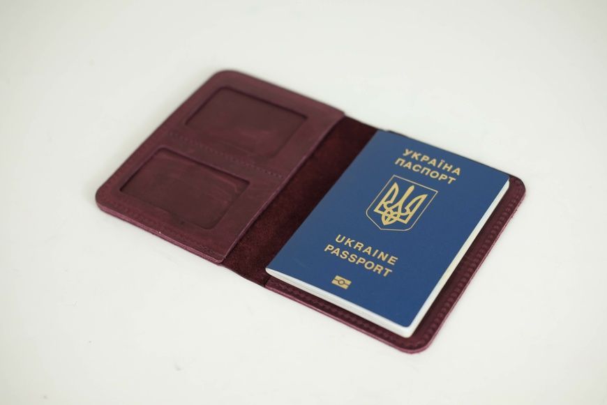 Обкладинка для документів Модель №14 з натуральної шкіри колір Бордо 248002 фото