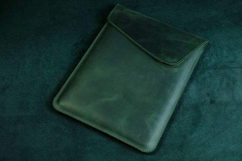 Чехол для MacBook Дизайн №50 из натуральной кожи цвет Зеленый Salе400009 фото