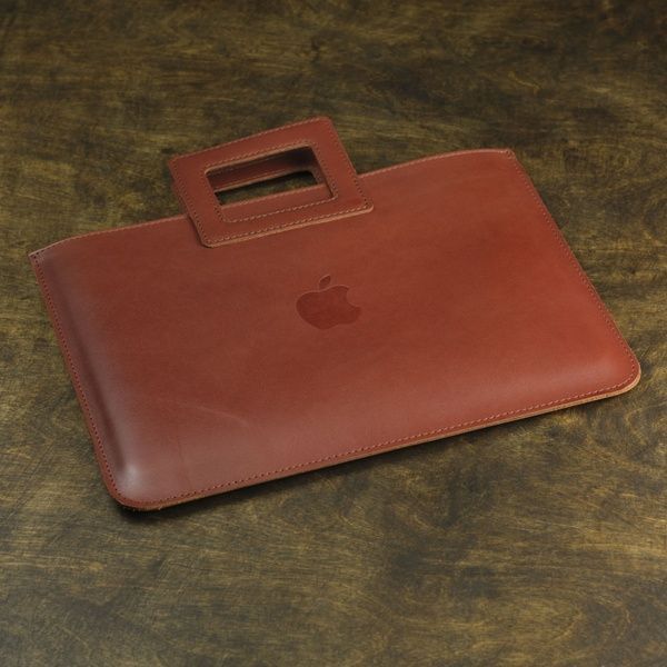 Чехол для MacBook Дизайн №5 из натуральной кожи цвет Коньяк 285001 фото