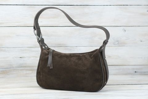 Жіноча сумка з натуральної Замші колір Шоколад SALE13 фото