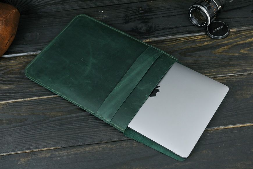 Чехол для MacBook Дизайн №25 из натуральной кожи цвет Зеленый 267009 фото