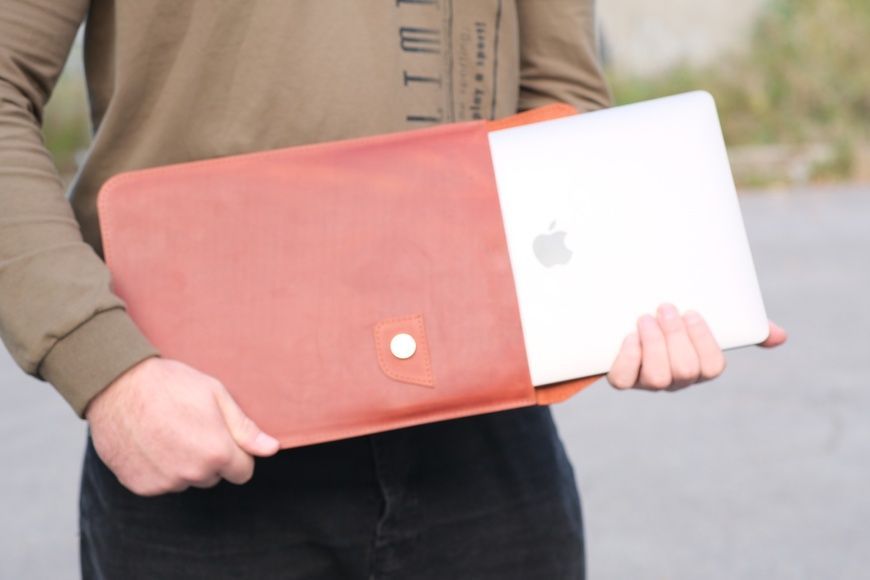 Чохол для MacBook Дизайн 50 з натуральної шкіри колір Коньяк Salе400001 фото