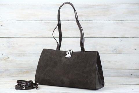 Жіноча сумка з натуральної Замші колір Коричневий SALE14 фото