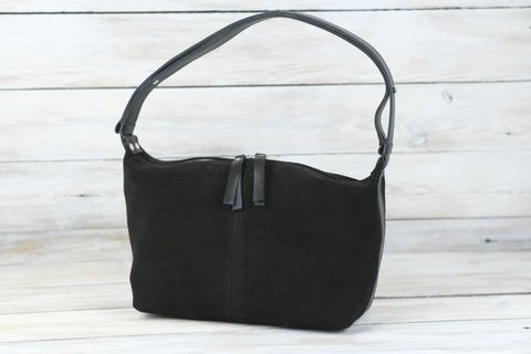 Жіноча сумка з натуральної Замші колір Чорний SALE15 фото