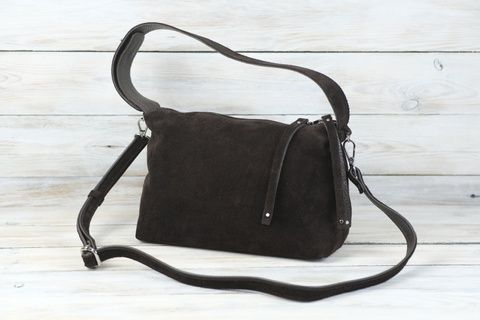 Жіноча сумка з натуральної Замші колір Шоколад SALE17 фото