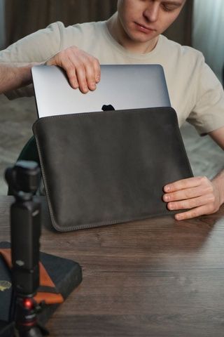 Чехол для MacBook Дизайн №2 с войлоком из натуральной кожи цвет Шоколад 263006 фото