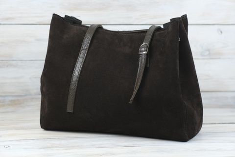 Жіноча сумка з натуральної Замші колір Коричневий SALE20 фото