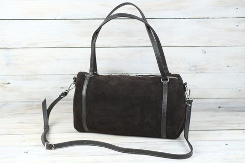Жіноча сумка з натуральної Замші колір Шоколад SALE21 фото