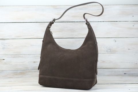 Жіноча сумка з натуральної Замші колір Шоколад SALE25 фото