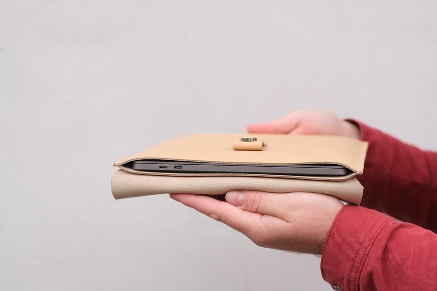Чехол для MacBook Дизайн №53 из натуральной кожи цвет Бежевый Salе4200016 фото