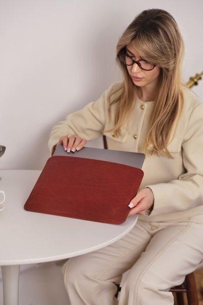 Чохол для MacBook Дизайн №2 з натуральної шкіри колір Коньяк 262001 фото