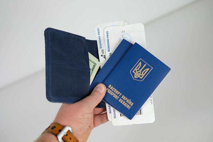 Обкладинка для документів Модель №13 з натуральної шкіри колір Синій 247004 фото